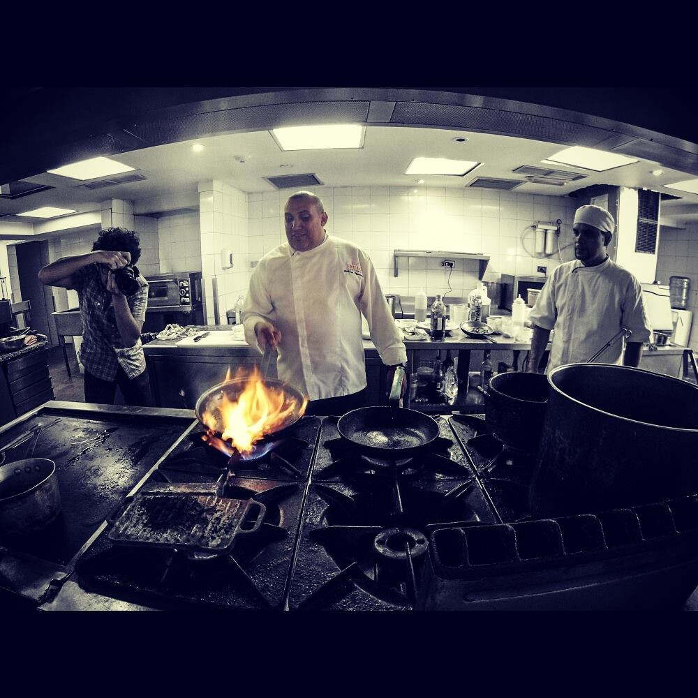 Chef at work in a restaurant kitchen